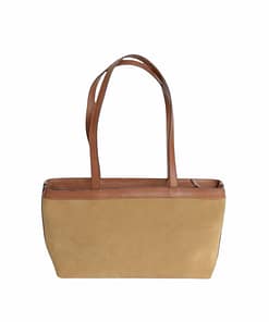 CRACK Tote da lộn màu nâu sáng phối da trơn